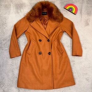 Bellivera Women Faux fur Jacket Long Trench coat